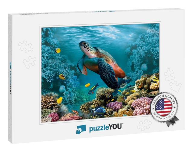 Image for 3D Floor. Underwater World. Turtle. Corals... Jigsaw Puzzle
