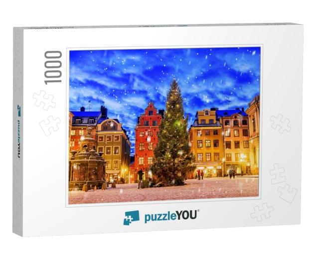 Stortorget Square Decorated to Christmas Time At Night, S... Jigsaw Puzzle with 1000 pieces