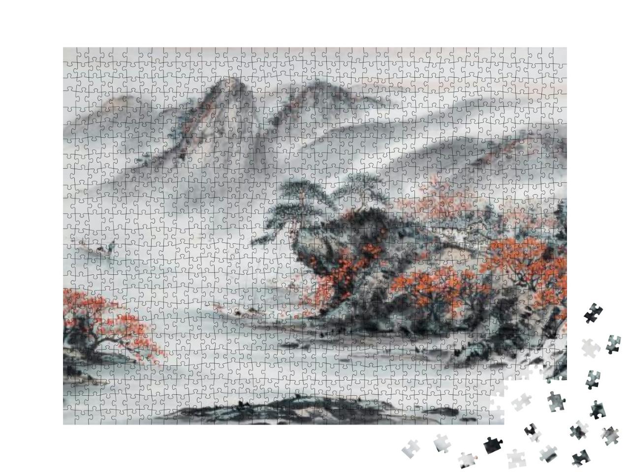 Landscape Painting. Traditional Chinese Painting... Jigsaw Puzzle with 1000 pieces