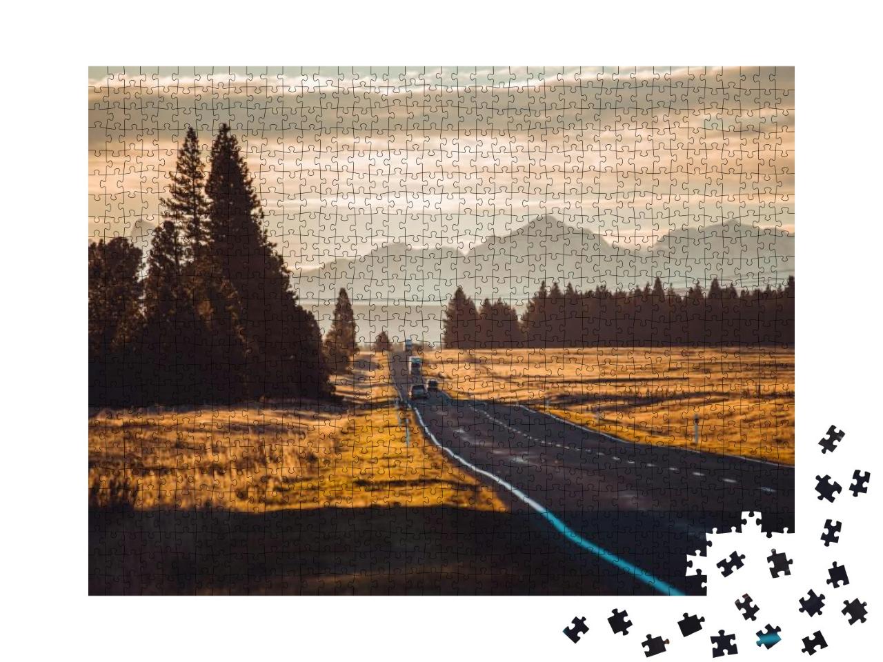 Road Travel in the Green Mountains of New Zealand View fr... Jigsaw Puzzle with 1000 pieces