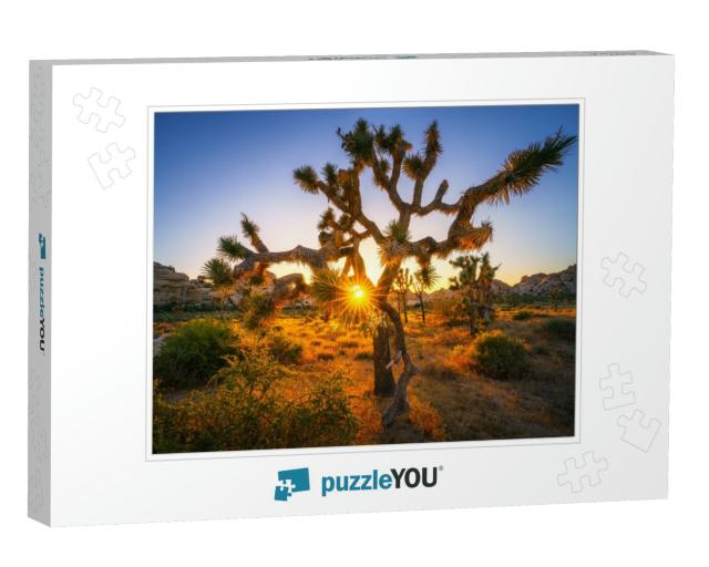 Sunset At Joshua Tree National Park, California in the Us... Jigsaw Puzzle