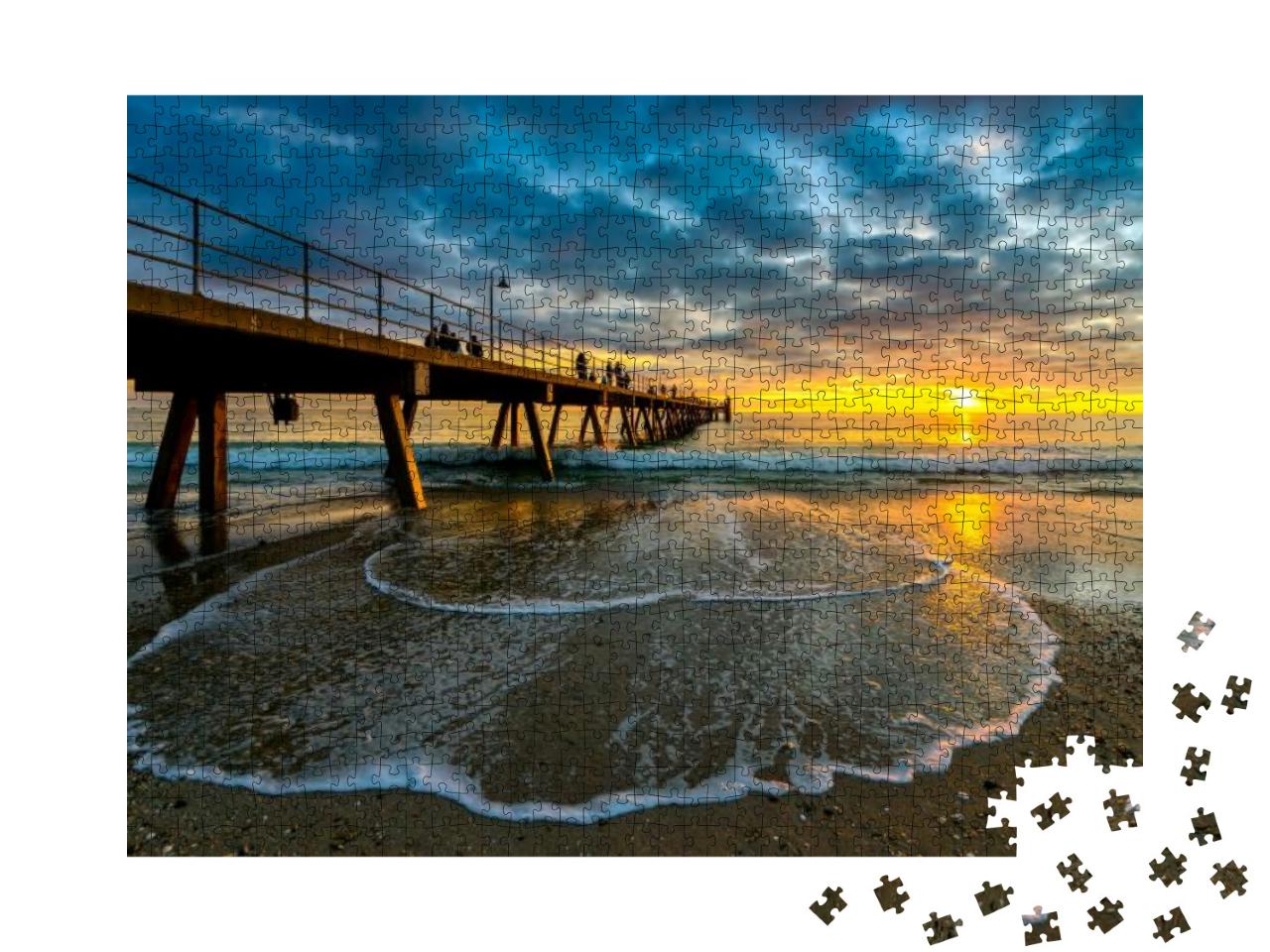 People Walking Along Glenelg Beach Jetty At Sunset, South... Jigsaw Puzzle with 1000 pieces