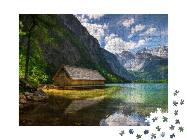 Lonely Wooden Hut on a Mountain Lake... Jigsaw Puzzle with 1000 pieces