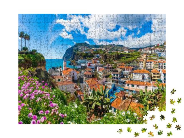 Cityscape Panorama of Camara De Lobos, Madeira Island, Po... Jigsaw Puzzle with 1000 pieces