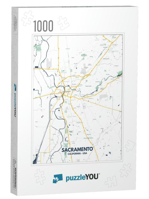 Sacramento - California Map. Sacramento - California Road... Jigsaw Puzzle with 1000 pieces