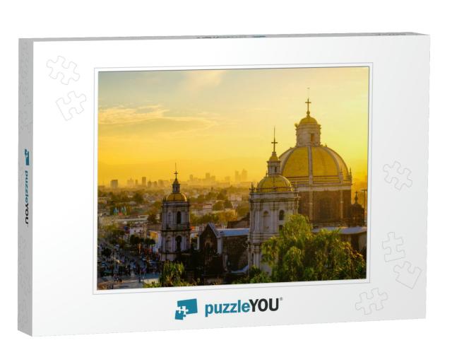 Scenic View At Basilica of Guadalupe with Mexico City Sky... Jigsaw Puzzle