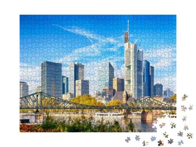 Skyline Cityscape of Frankfurt, Germany During Sunny Day... Jigsaw Puzzle with 1000 pieces