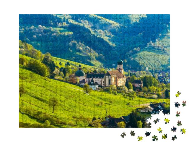 Beautiful Countryside Mountain Landscape with a Monastery... Jigsaw Puzzle with 1000 pieces