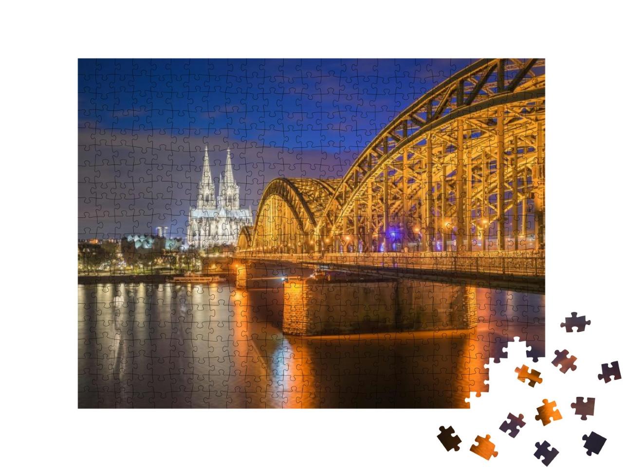 Night View of Cologne Cathedral in Cologne, Germany... Jigsaw Puzzle with 500 pieces