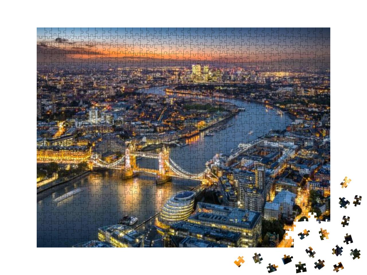 London Skyline with Tower Bridge At Twilight... Jigsaw Puzzle with 1000 pieces