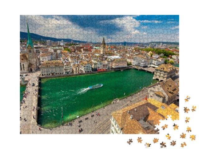 Scenic Panoramic View of the City & the Bridge Munsterbru... Jigsaw Puzzle with 1000 pieces