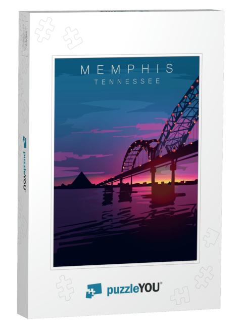 Memphis Modern Vector Poster. Memphis, Tennessee Landscap... Jigsaw Puzzle
