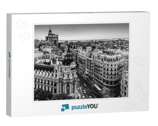 Panoramic Aerial View of Gran Via, Main Shopping Street i... Jigsaw Puzzle