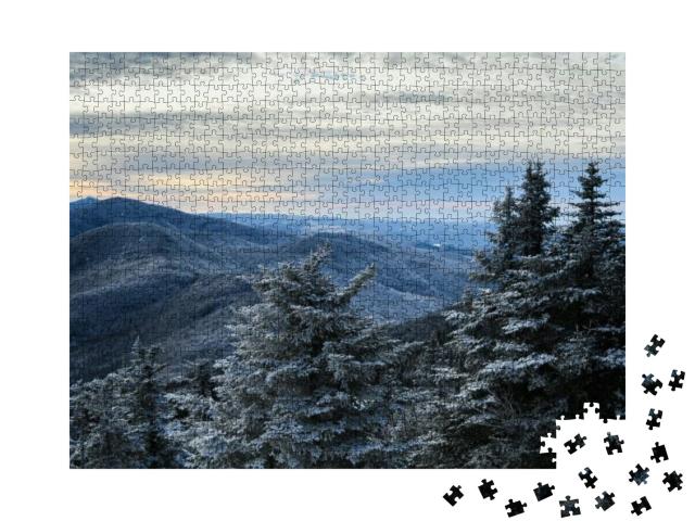 Scenic Winter Mountains Landscape. Pine Trees Covered wit... Jigsaw Puzzle with 1000 pieces