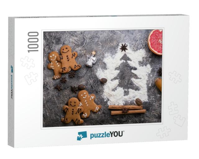 Christmas Decorative Cookies with Flour Christmas Tree. C... Jigsaw Puzzle with 1000 pieces