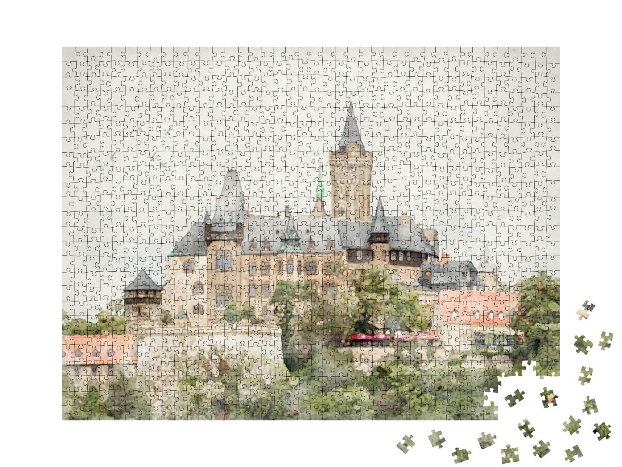 The Picturesque Castle of Wernigerode, High Above Town. W... Jigsaw Puzzle with 1000 pieces
