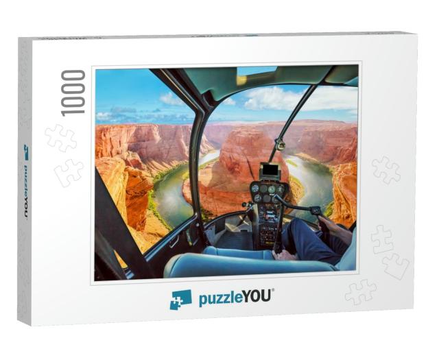 Helicopter Cockpit Scenic Flight Over Horseshoe Bend of C... Jigsaw Puzzle with 1000 pieces