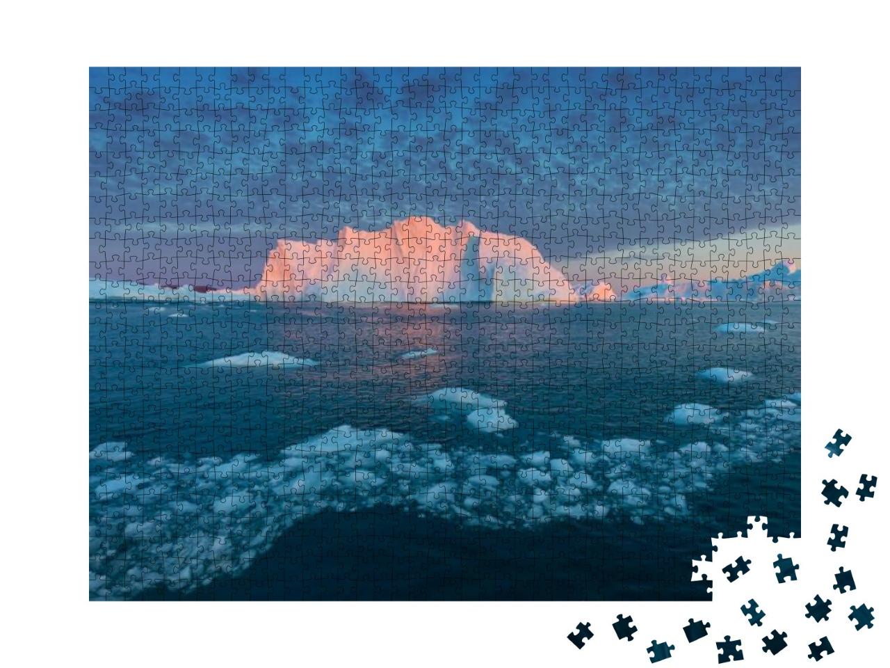 Iceberg At Sunset. Nature & Landscapes of Greenland. Disk... Jigsaw Puzzle with 1000 pieces