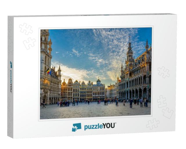 Grand Place Grote Market with Town Hall Hotel De Ville &... Jigsaw Puzzle
