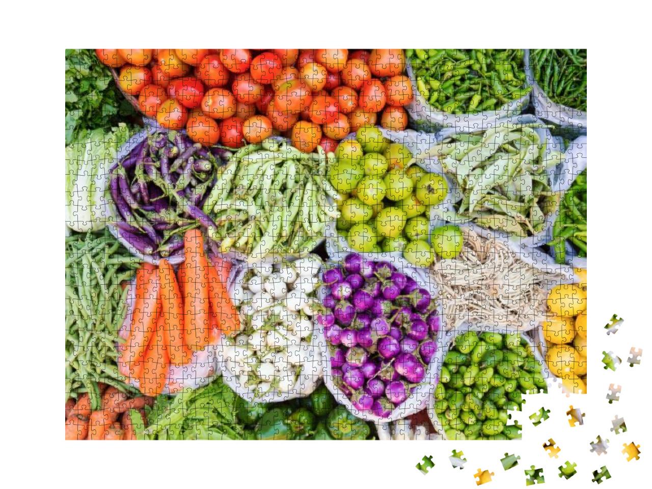 Farmers Market with Various Domestic Colorful Fresh Fruit... Jigsaw Puzzle with 1000 pieces