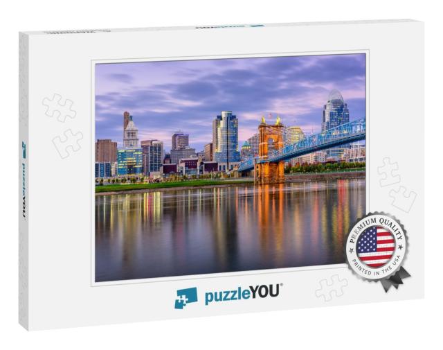 Cincinnati, Ohio, USA Downtown Skyline & Bridge on the Riv... Jigsaw Puzzle