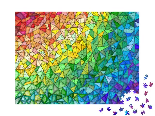 Abstract Stained Glass Background, the Colored Elements A... Jigsaw Puzzle with 1000 pieces