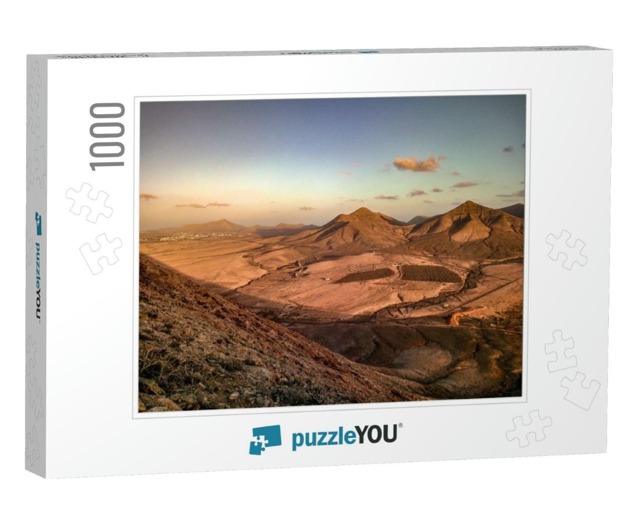 Panoramic View with Vulcanic Mountains in Fuerteventura... Jigsaw Puzzle with 1000 pieces