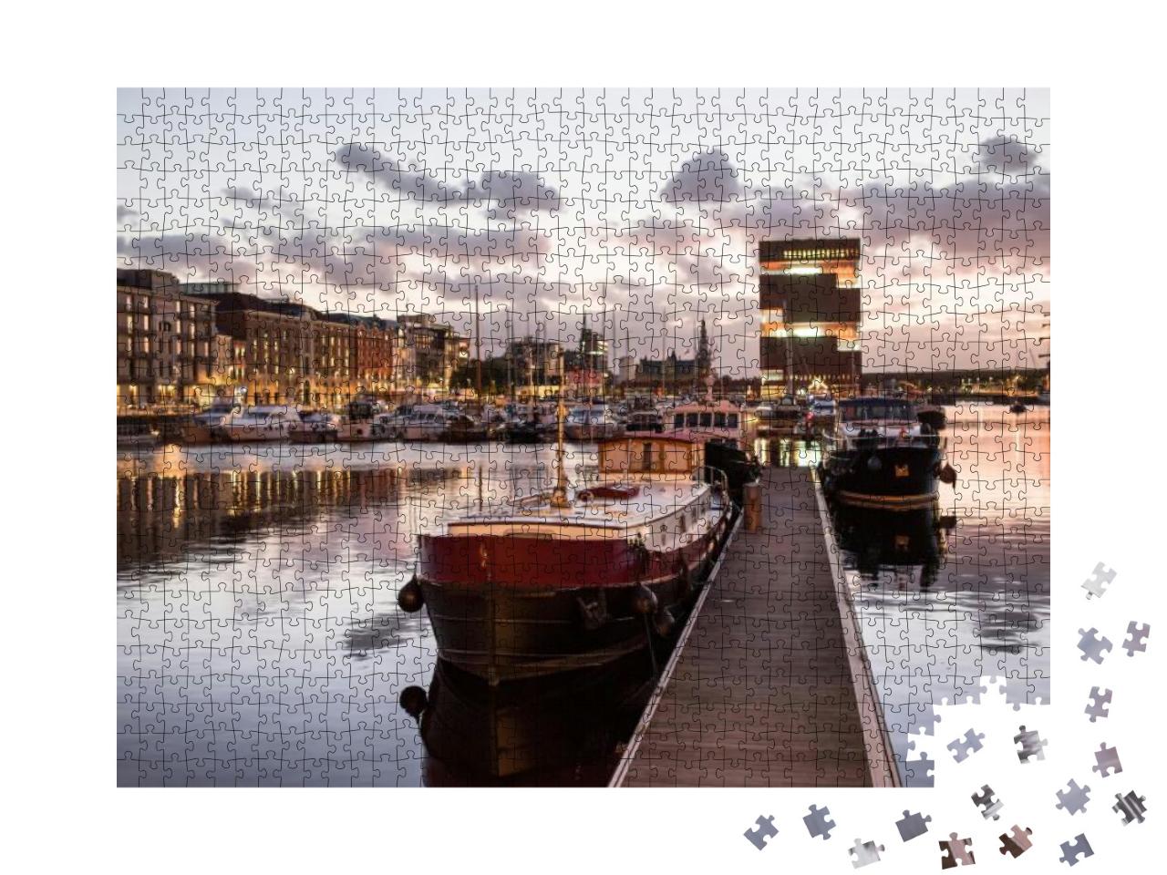 Antwerpen, Belgium, Beautiful Night View of Modern Eiland... Jigsaw Puzzle with 1000 pieces