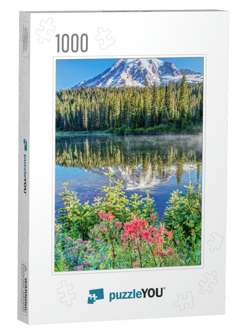 A Popular View of Mount Rainier At Reflection Lake with W... Jigsaw Puzzle with 1000 pieces