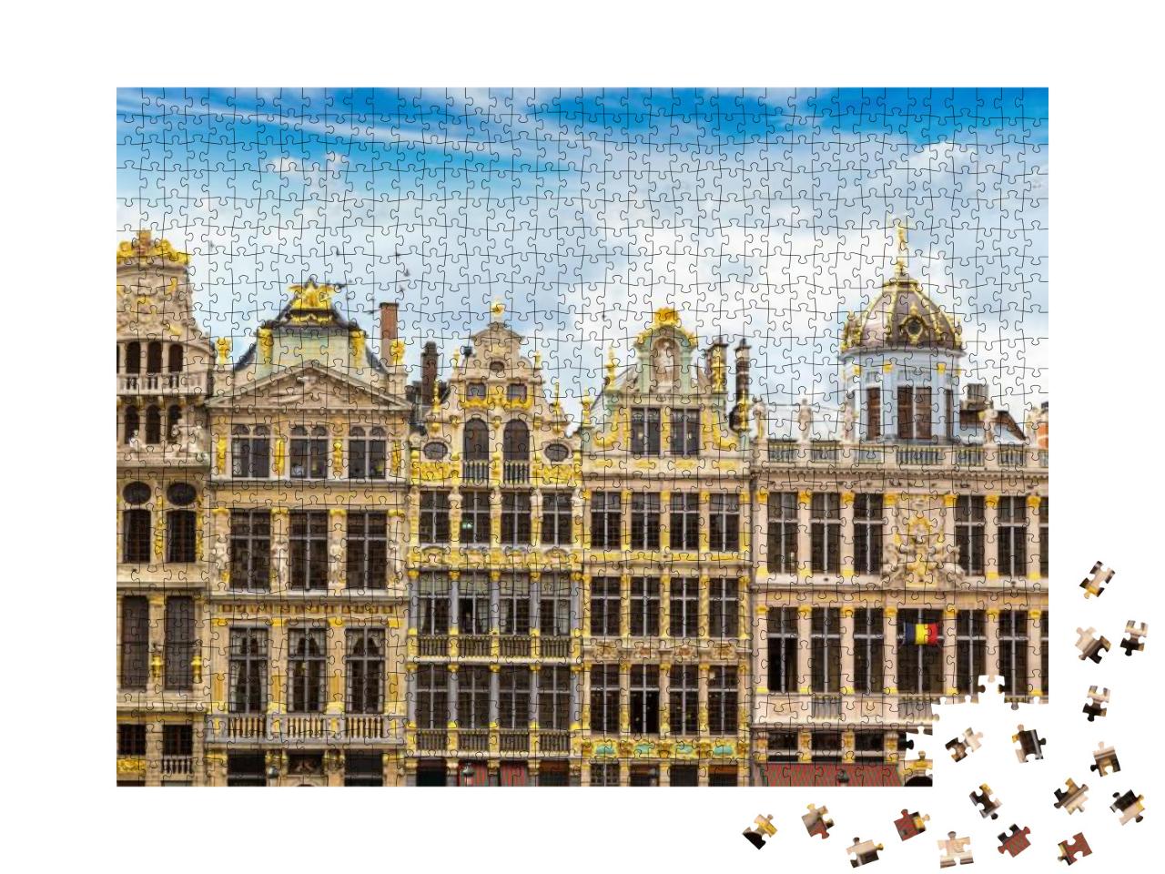The Grand Place in Brussels in a Beautiful Summer Day, Be... Jigsaw Puzzle with 1000 pieces