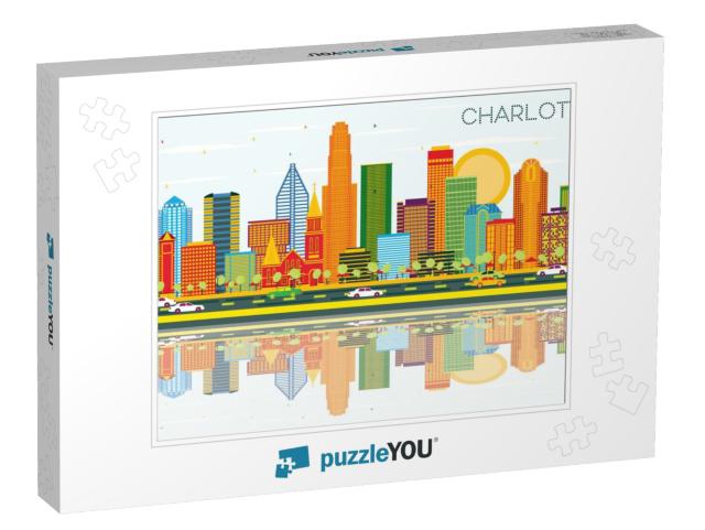 Charlotte North Carolina City Skyline with Color Building... Jigsaw Puzzle