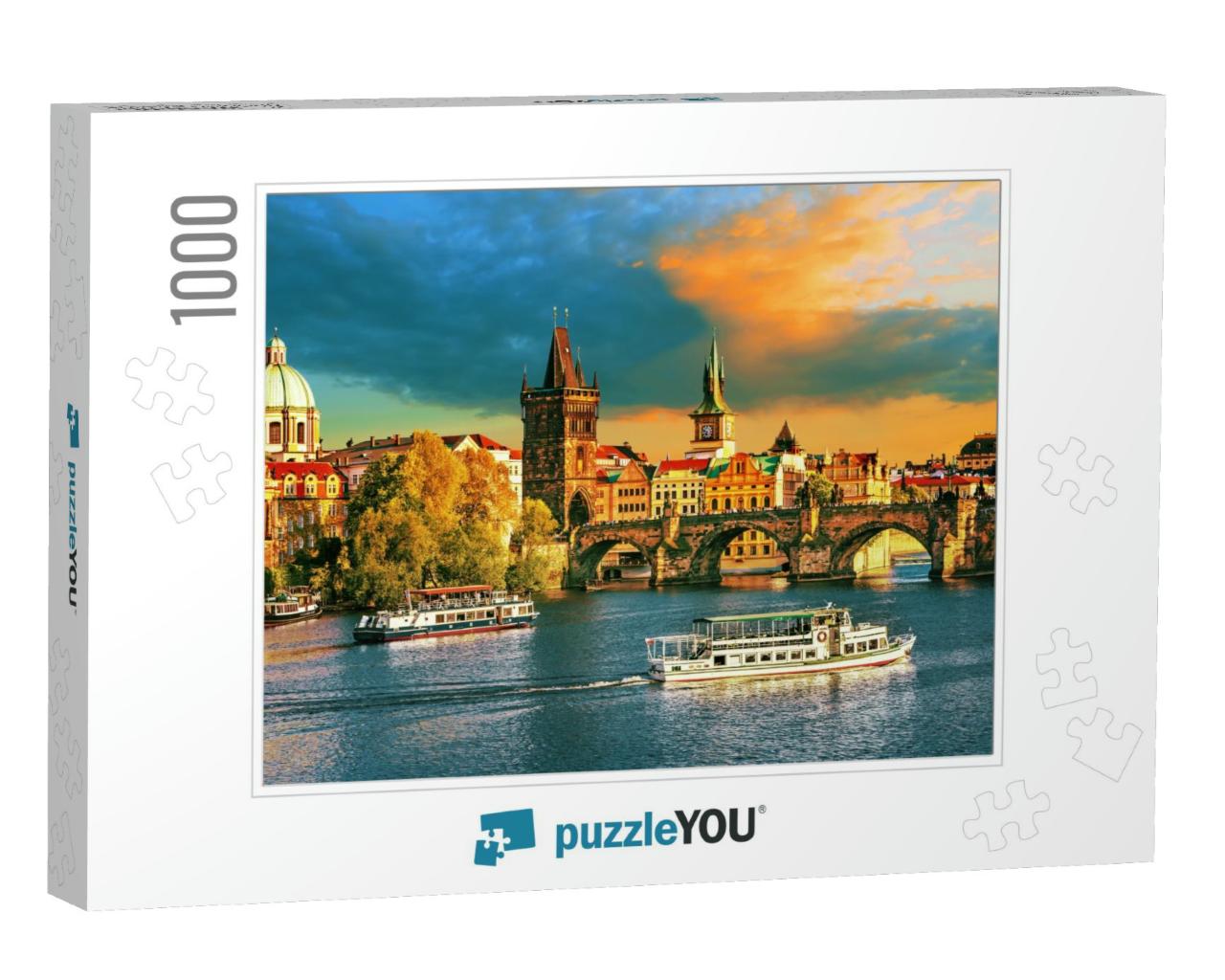 Scenic View on Vltava River & Historical Center of Prague... Jigsaw Puzzle with 1000 pieces