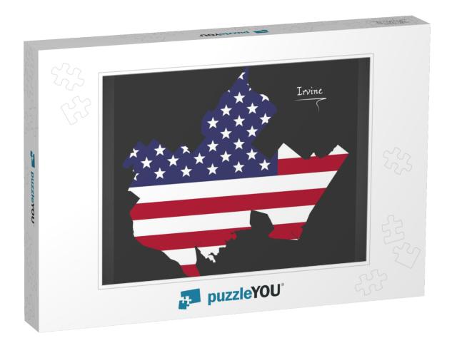 Irvine California City Map with American National Flag Il... Jigsaw Puzzle