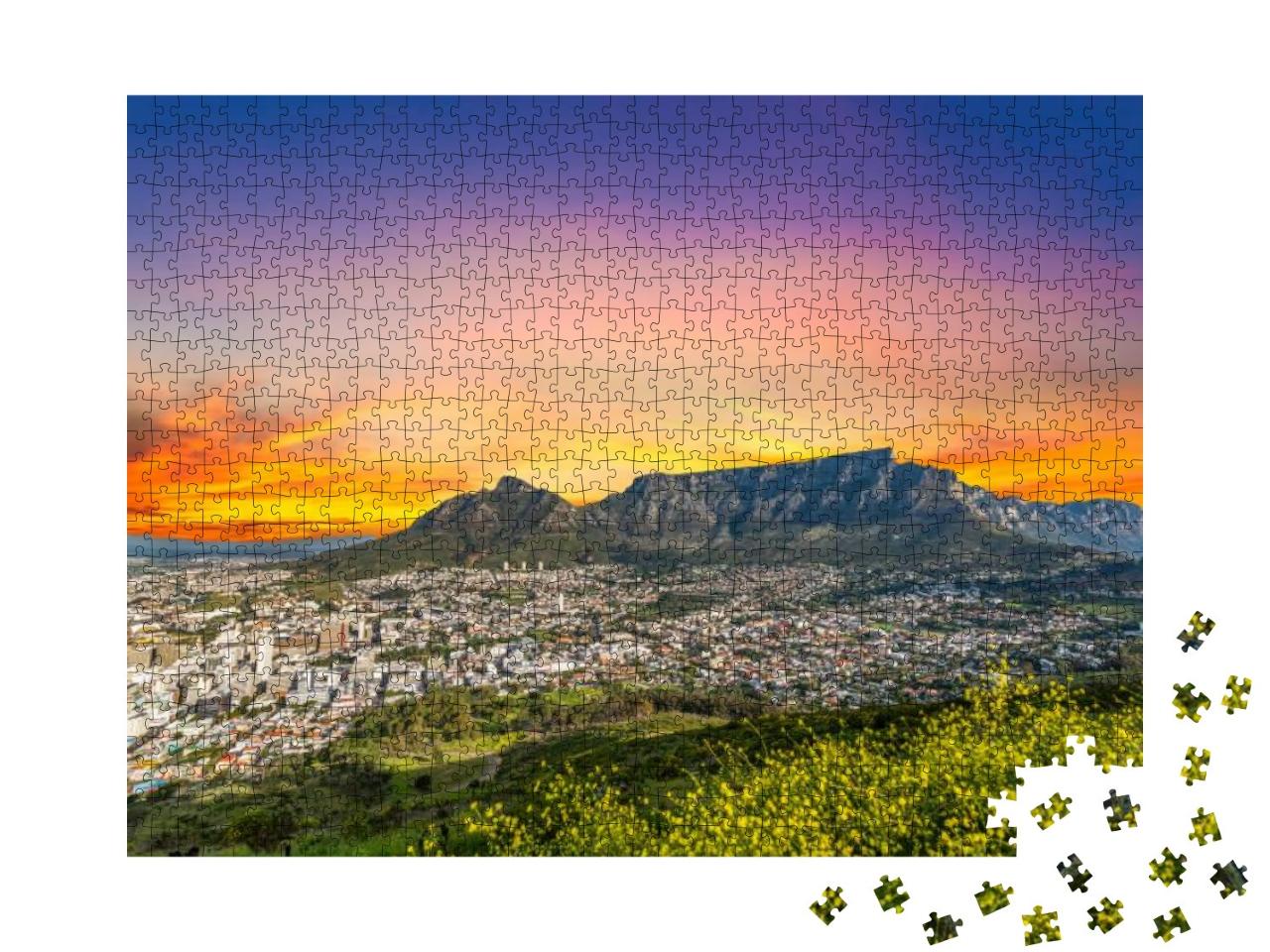 Cape Town City & Table Mountain with a Beautiful Twilight... Jigsaw Puzzle with 1000 pieces