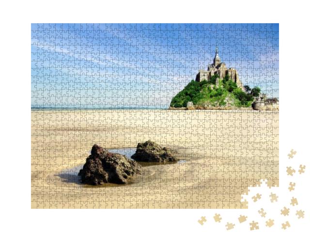 Mont Saint Michel with Boulders in the Foreground... Jigsaw Puzzle with 1000 pieces