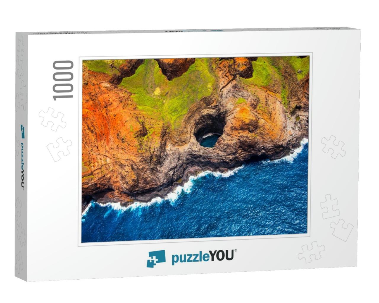 Aerial View of Na Pali Coastline Open Ceiling Cave from H... Jigsaw Puzzle with 1000 pieces