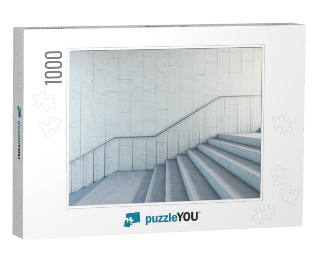 Concrete Bright Stairs with Empty Place on the Wall, Road... Jigsaw Puzzle with 1000 pieces