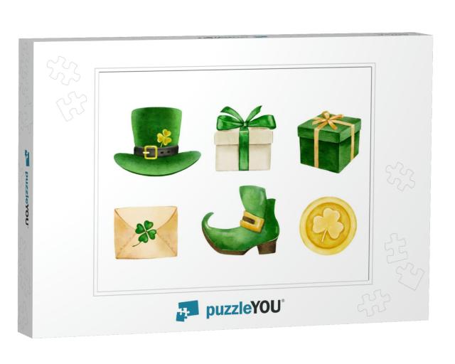 Watercolor St. Patrick's Day, Green Home Decor, I... Jigsaw Puzzle