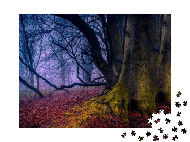 Misty Fairy Forest in Autumn Scene. Fairy Forest Mist. Fa... Jigsaw Puzzle with 1000 pieces