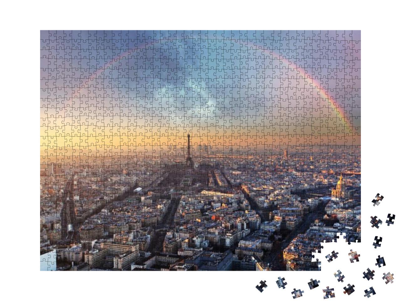 Paris with Rainbow - Skyline... Jigsaw Puzzle with 1000 pieces