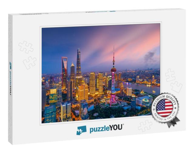 Aerial View of Shanghai Skyline At Night, China... Jigsaw Puzzle