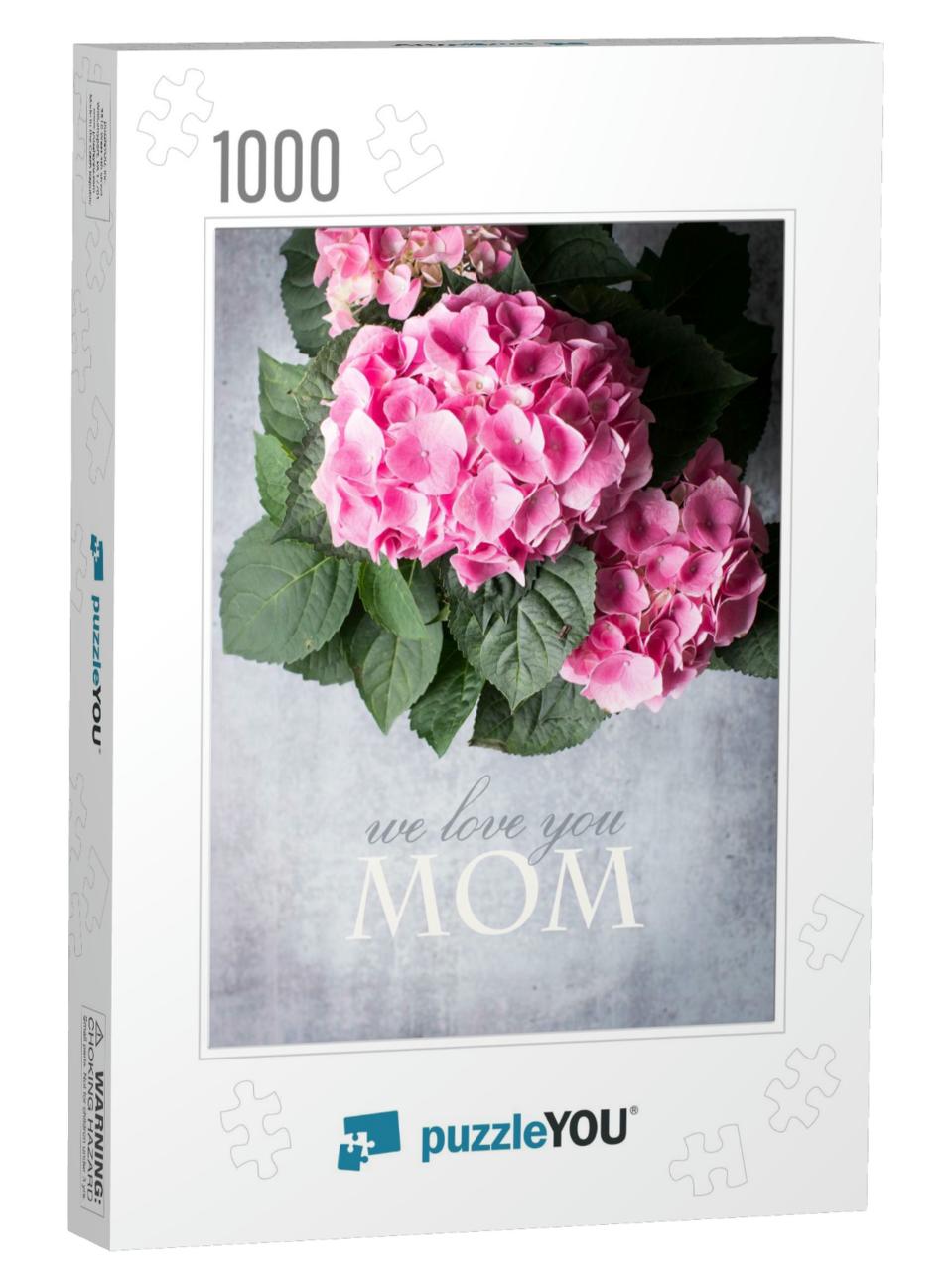 We Love You Mom Message on Top of Beautiful Floral... Jigsaw Puzzle with 1000 pieces