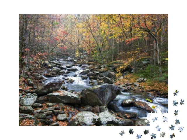 The Middle Prong of the Little River Flows Peacefully Thr... Jigsaw Puzzle with 1000 pieces
