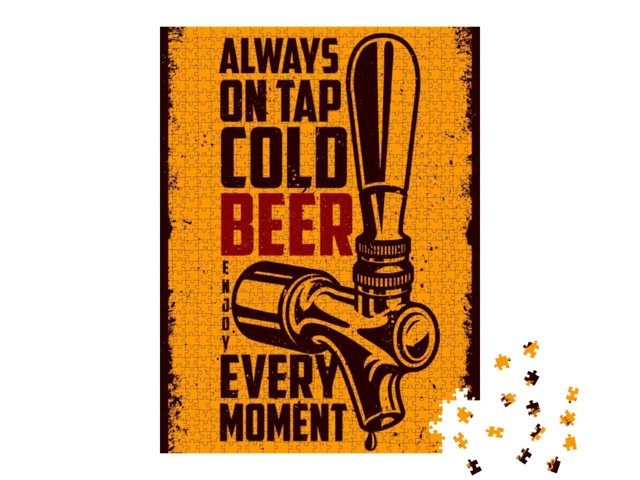Beer Tap with Advertising Quote. Vintage Grunge Poster fo... Jigsaw Puzzle with 1000 pieces