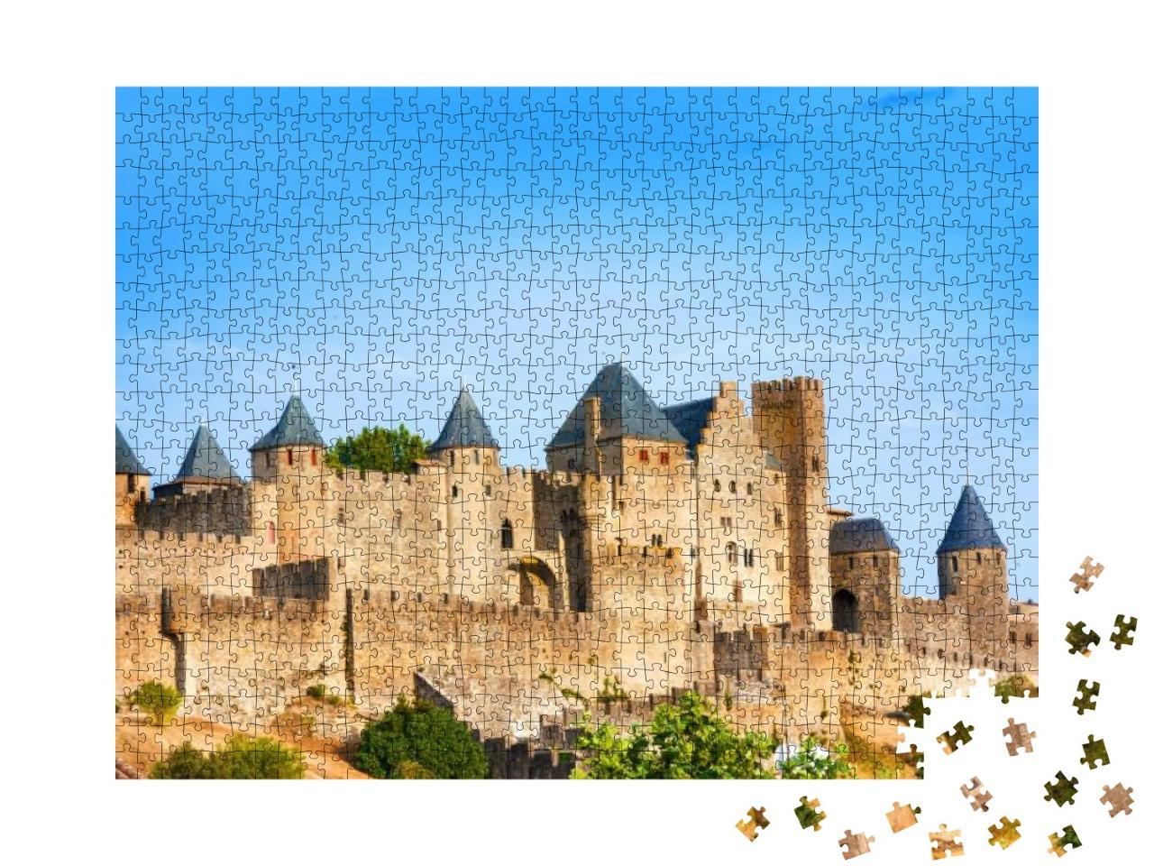 Beautiful View of Old Fortress of Carcassone. France. It... Jigsaw Puzzle with 1000 pieces