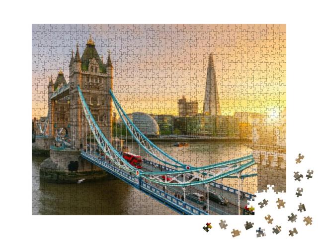 London Tower Bridge, the Uk. Sunset with Beautiful Clouds... Jigsaw Puzzle with 1000 pieces