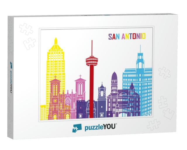 San Antonio Skyline Pop in Editable Vector File... Jigsaw Puzzle