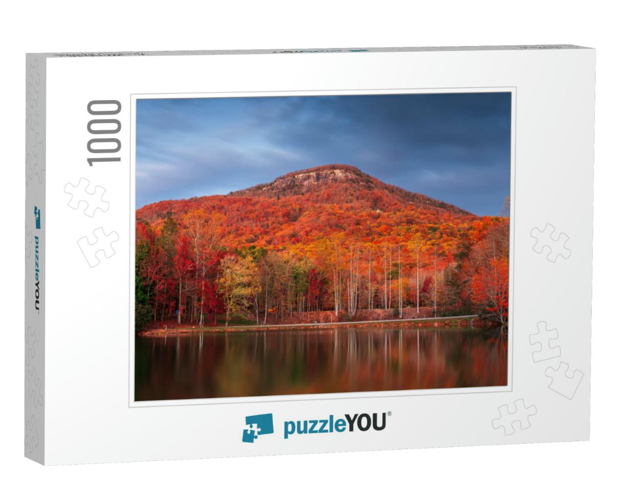 Yonah Mountain, Georgia, USA from Chambers Lake in Autumn... Jigsaw Puzzle with 1000 pieces