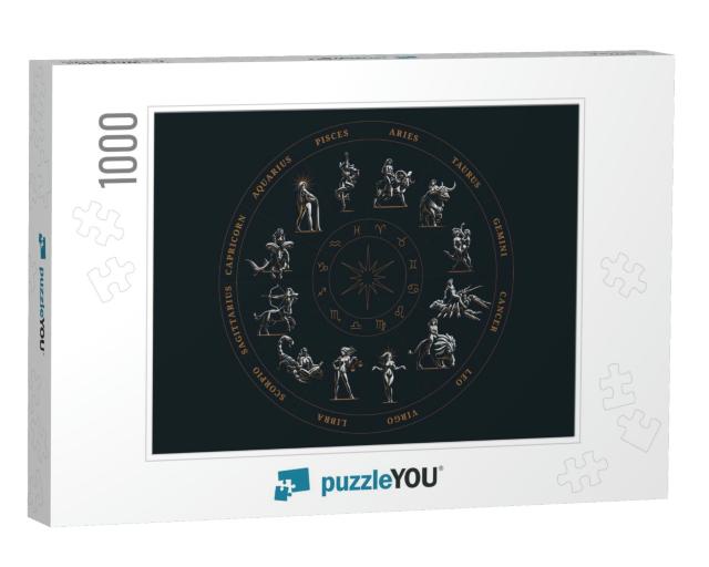 The Zodiac Circle. Vector Illustration... Jigsaw Puzzle with 1000 pieces