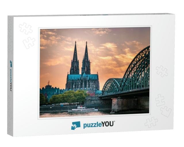 Cologne Cathedral & Hohenzollern Bridge, Cologne, Germany... Jigsaw Puzzle